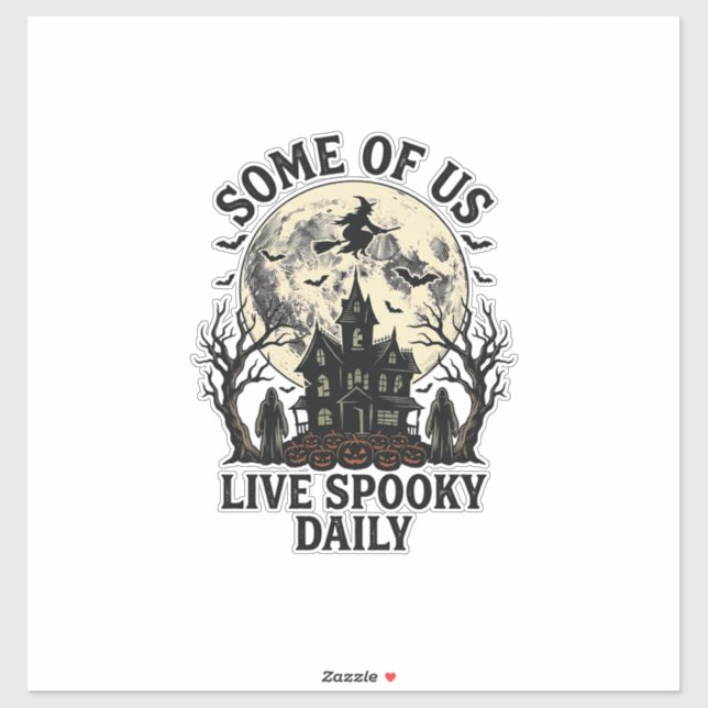 Adesivo Camisa de Halloween Diário com Lua Assombrada Vint (Folha)