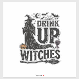 Adesivo Camisa de Halloween para Bruxas Vintage Drink Up D