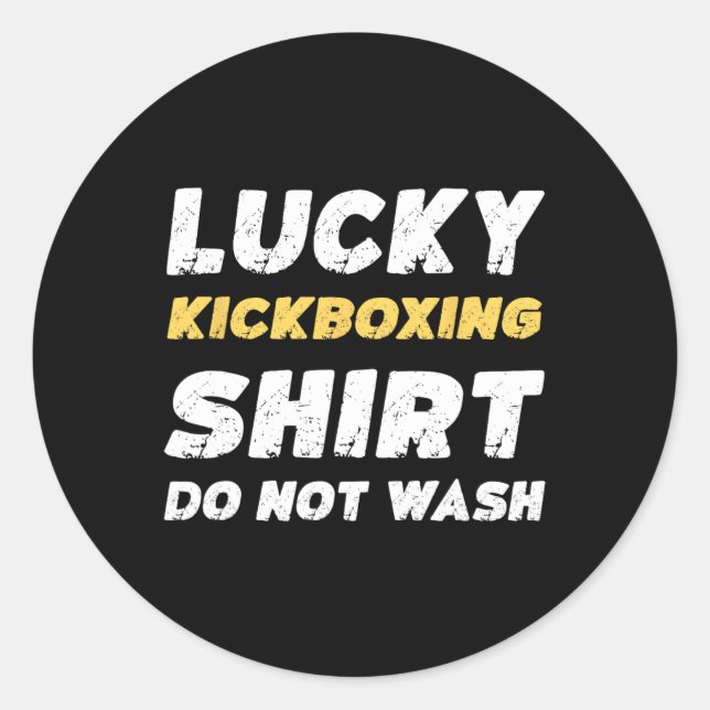 Adesivo Camisa de Kickboxing Engraçada Sorte Não Lavar (Frente)