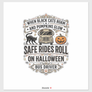 Adesivo Camisa de Motorista de Ônibus de Halloween Vintage
