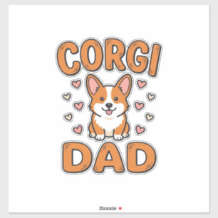 Adesivo Camisa de Pai Corgi Gravação Vintage Amante de Cac