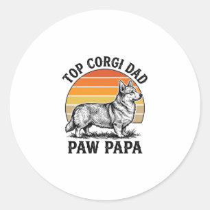 Adesivo Camisa de Papai Corgi Vintage Sunset Dog Papa Pres