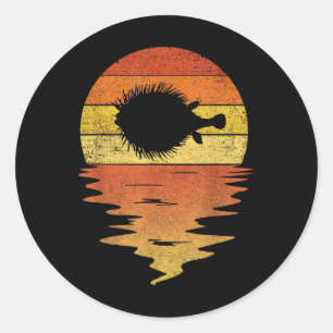 Adesivo Camisa de Peixe Baiacu do Mar Pôr do Sol Retrô Ano