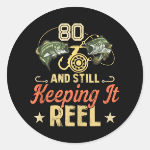 Adesivo Camisa De Pesca De Aniversário De 80 Engraçado Par