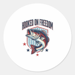 Adesivo Camisa de Pesca de Bass Vintage Hooked On Freedom