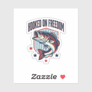 Adesivo Camisa de Pesca de Bass Vintage Hooked On Freedom