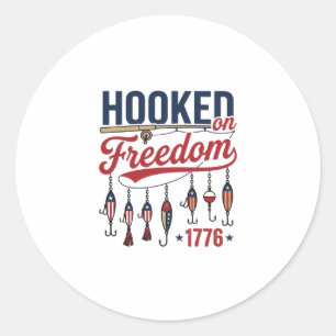 Adesivo Camisa de Pesca Patriótica Hooked on Freedom Desig