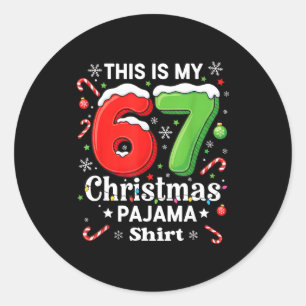 Adesivo Camisa de pijama de Natal engraçada 67 Seis Sete M