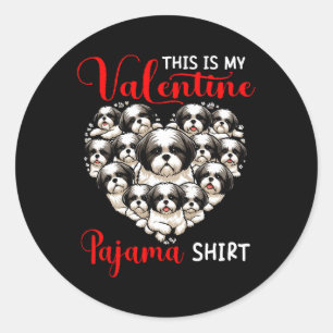 Adesivo Camisa de pijama de valentim grupo de Shih Tzus em