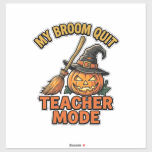 Adesivo Camisa de Professor de Halloween Camisa de Vassour