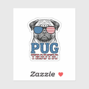 Adesivo Camisa de Pug Patriota com Desenho de Gravura Vint