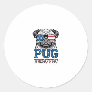 Adesivo Camisa de Pug Patriota com Desenho de Gravura Vint