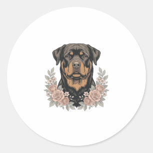 Adesivo Camisa de retrato floral de Rottweiler vintage Des