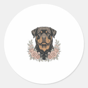Adesivo Camisa de retrato floral de Rottweiler vintage Des