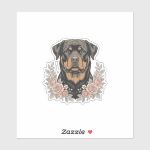 Adesivo Camisa de retrato floral de Rottweiler vintage Des