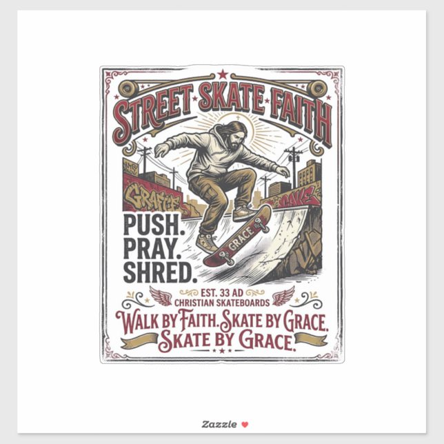 Adesivo Camisa de Skate Longboard Jesus Cristão (Folha)