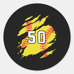 Adesivo Camisa de Softbol Número #50 Jerse de Fã de Jogado