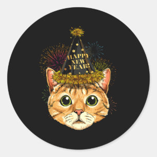 Adesivo Camisa do Ano Novo do Gato 2024 Feliz Ano Novo Nye