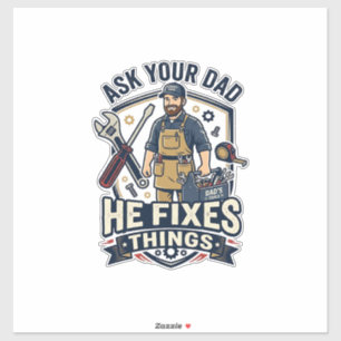 Adesivo Camisa do Dia do Pai Reparo Pai Pergunte ao seu pa