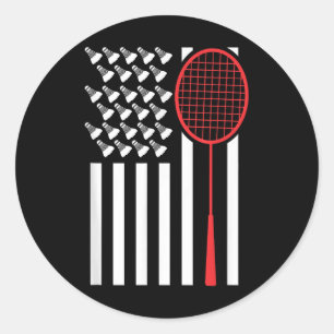 Adesivo Camisa engraçada de badminton com bandeira america