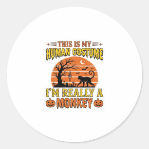 Adesivo Camisa engraçada de macaco humano no Halloween_