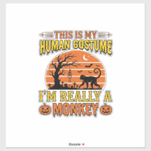 Adesivo Camisa engraçada de macaco humano no Halloween_