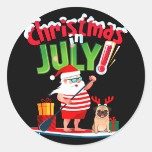 Adesivo Camisa engraçada de natal em julho verão praia