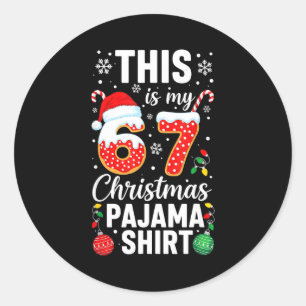 Adesivo Camisa engraçada de pijama de Natal 67 Seis Sete M