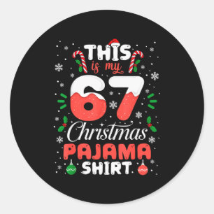 Adesivo Camisa engraçada de pijama de Natal 67 Seis Sete M