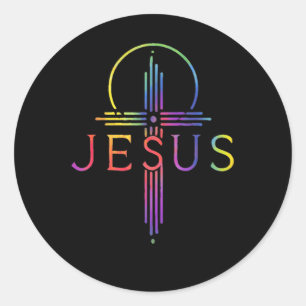 Adesivo Camisa engraçada Tie Dye Cruz de Jesus Cristo Pres