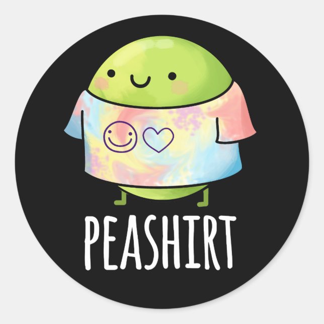 Adesivo Camisa Engraçada Veggie Pea TShirt Pun Dark BG (Frente)