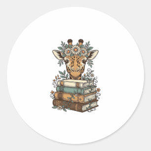 Adesivo Camisa Floral com Girafa Vintage Lendo Livros Desi