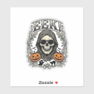 Adesivo Camisa Gráfica de Caveira de Halloween Gravura Vin