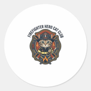 Adesivo Camisa Gráfica Gato Herói Bombeiro - Arte de Gato