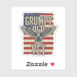 Adesivo Camisa Grumpy Old Vet Patriótica Águia Bandeira De