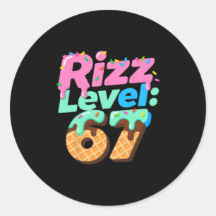 Adesivo Camisa Meme Nível 67 Rizz Camisa Gota de Sorvete S