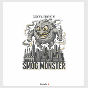 Adesivo Camisa Monstro Smog Gravura Vintage Aviso Ecológic