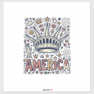 Adesivo Camisa Patriótica Coroa Liberdade Vintage América 