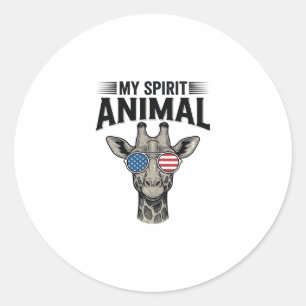 Adesivo Camisa Patriótica do Animal Espírito Girafa Vintag