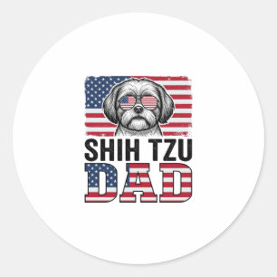 Adesivo Camisa Patriótica para Pai de Shih Tzu Vintage Des