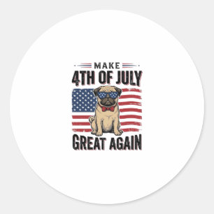Adesivo Camisa Patriótica Vintage de Pug de 4 de Julho Des