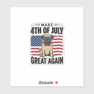 Adesivo Camisa Patriótica Vintage de Pug de 4 de Julho Des