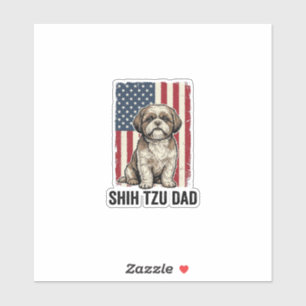 Adesivo Camisa Patriótica Vintage para Pai de Shih Tzu Des