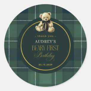 Adesivo Camisa Polo Verde Xadrez Teddy Beary 1º Aniversári
