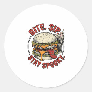 Adesivo Camisa Spooky Burger Gravura Vintage Halloween Gr