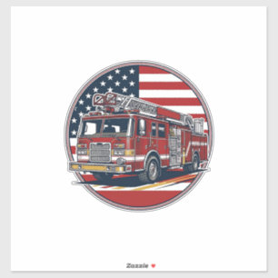 Adesivo Camisa Vector Círculo Vintage Caminhão de Bombeiro