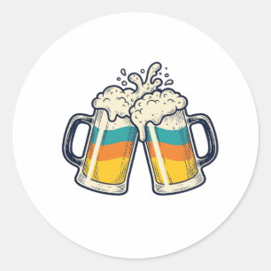 Adesivo Camisa Vector de Caneca de Cerveja Arco-Íris Vinta