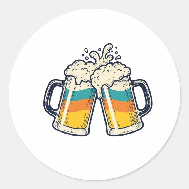 Adesivo Camisa Vector de Caneca de Cerveja Arco-Íris Vinta (Frente)