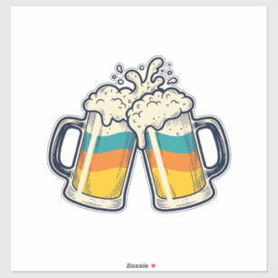 Adesivo Camisa Vector de Caneca de Cerveja Arco-Íris Vinta