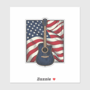 Adesivo Camisa Vetorial da Bandeira Patriótica da Guitarra
